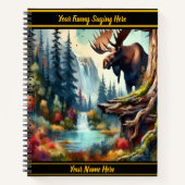 Moose bij een levendige waterval notitieboek (Voorkant)