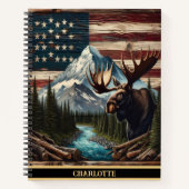 Moose bij een rivier in een patriottische scène notitieboek (Voorkant)