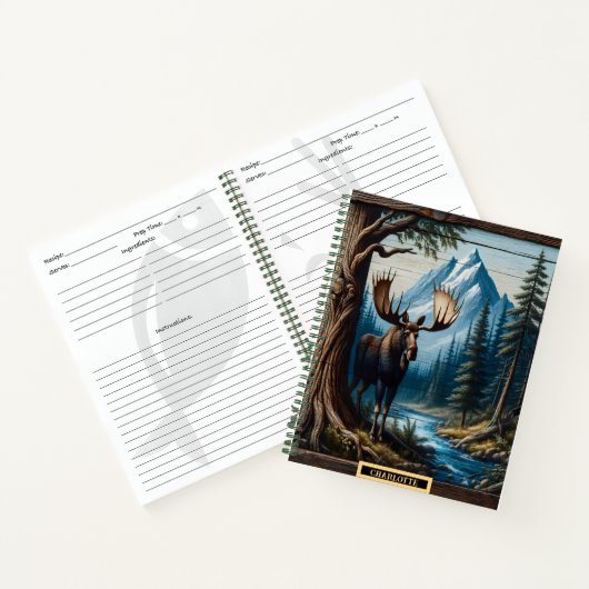 Moose bij een rustige bergstroom notitieboek (Binnen)