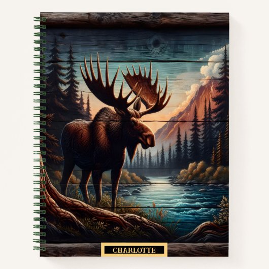 Moose bij een rustige bergstroom notitieboek (Voorkant)