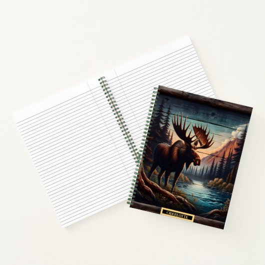 Moose bij een rustige bergstroom notitieboek (Binnen)
