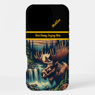 Moose bij een rustige bosstroom iPhone 16 pro max hoesje
