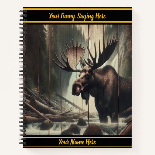 Moose bij een rustige bosstroom notitieboek (Voorkant)