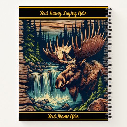 Moose bij een rustige bosstroom notitieboek (Achterkant)