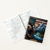 Moose bij een rustige rivier en bergen notitieboek (Binnen)