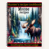 Moose bij een serene waterval en bomen notitieboek (Voorkant)