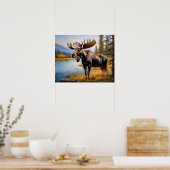 Moose bij Lake 3 Poster (Keuken)