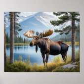 Moose bij Lake 4 Poster (Voorkant)