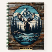 Moose bij rustig bergmeer notitieboek (Voorkant)