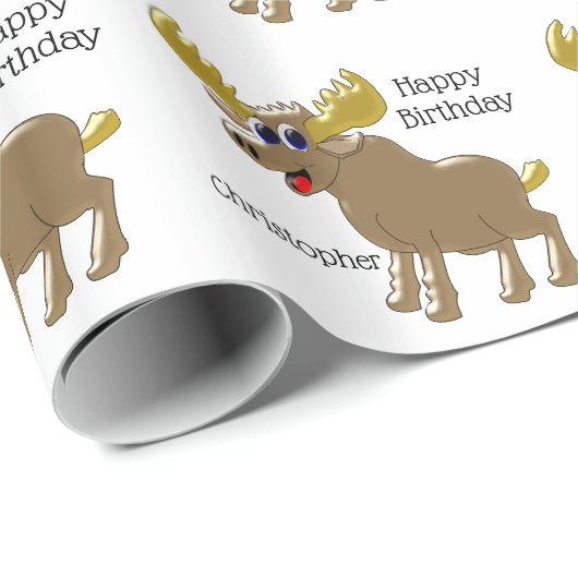 Moose Birthday Cadeaupapier (Rol Hoek)