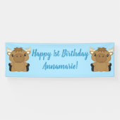 Moose Birthday Party Blue Spandoek (Horizontaal)