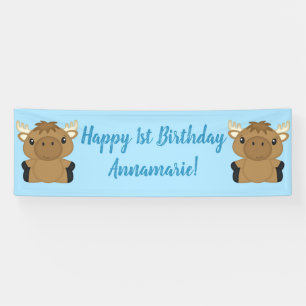 Moose Birthday Party Blue Spandoek