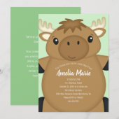 Moose Birthday Party Green Kaart (Voorkant / Achterkant)