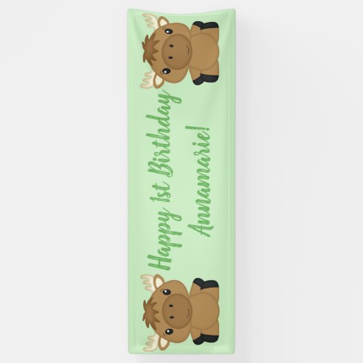 Moose Birthday Party Green Spandoek (Verticaal)