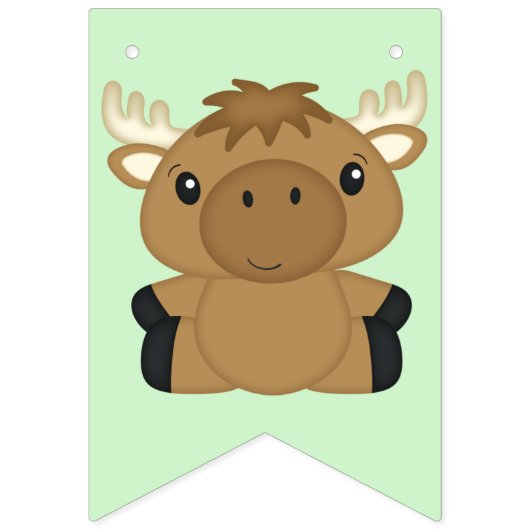 Moose Birthday Party Green Vlaggetjes (Eerste vlag)