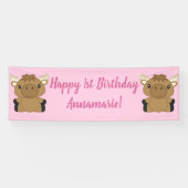Moose Birthday Party Pink Spandoek (Horizontaal)