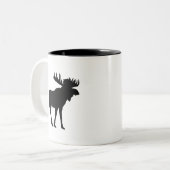 Moose Black Silhouette Mountain Living Tweekleurige Koffiemok (Voorkant links)