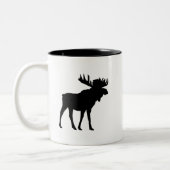 Moose Black Silhouette Mountain Living Tweekleurige Koffiemok (Links)