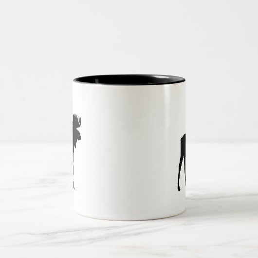 Moose Black Silhouette Mountain Living Tweekleurige Koffiemok (Center)