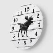 Moose Black Silhouette Shiplap Rustic Decor Grote Klok (Hoek)