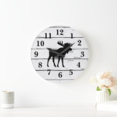Moose Black Silhouette Shiplap Rustic Decor Grote Klok (Huis)