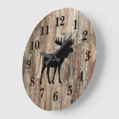 Moose Black Silhouette Shiplap Rustic Decor Large Grote Klok (Hoek)