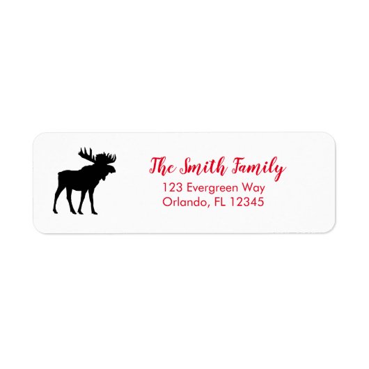 Moose Black Wilderness Winter Address Label (Voorkant)