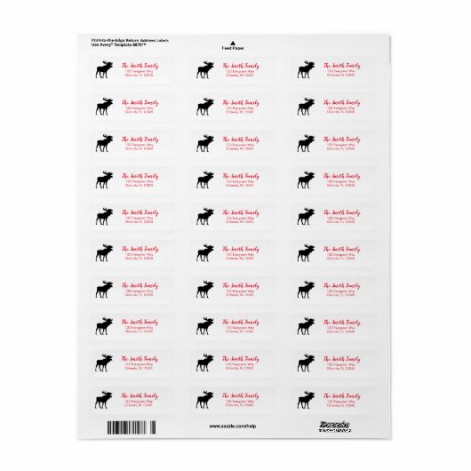 Moose Black Wilderness Winter Address Label (Full Sheet)