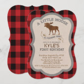 Moose Boy 1e verjaardag uitnodiging (Voorkant / Achterkant)