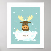 Moose Bubble Bath Poster Print (Voorkant)