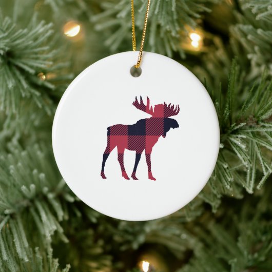 Moose Buffalo Check keramisch Ornament (Boom)