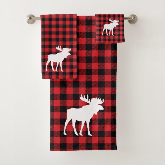 Moose Buffalo Check Patroon Badhanddoek Set Bad Handdoek (Insitu)