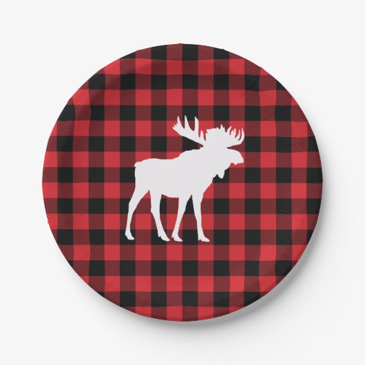 Moose Buffalo Check Wilderness Cabin Papieren Bordje (Voorkant)