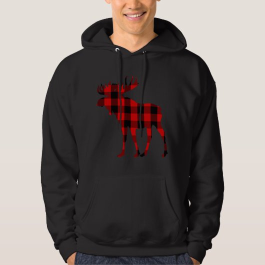 Moose Buffalo Rood Plaid Hoodie (Voorkant)