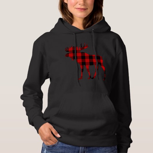 Moose Buffalo Rood Plaid Hoodie (Voorkant)