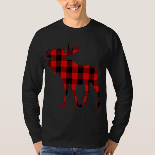 Moose Buffalo Rood Plaid T-shirt (Voorkant)