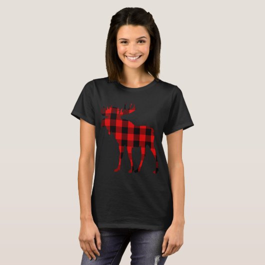 Moose Buffalo Rood Plaid T-shirt (Voorkant volledig)