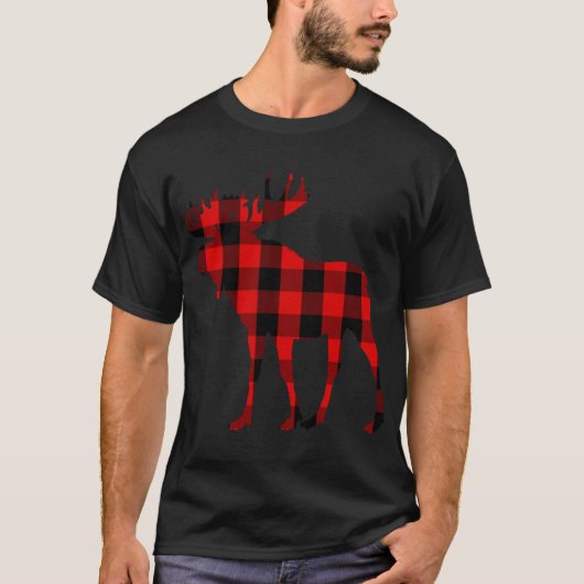 Moose Buffalo Rood Plaid T-shirt (Voorkant)