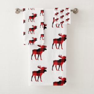 Moose Cabin Check Patroon Badhanddoek Set Bad Handdoek