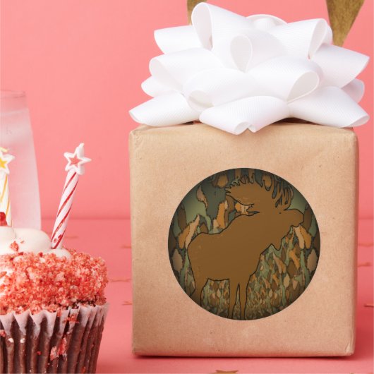Moose Camouflage Gifts and Invitations Ronde Sticker (Feest)