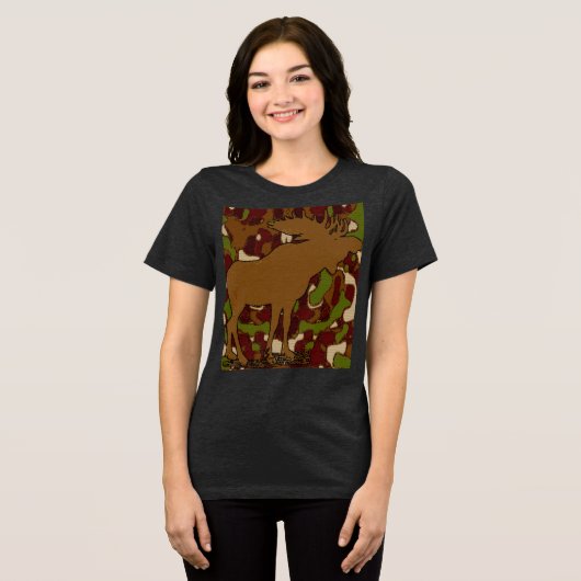 Moose Camouflage Gifts Tri-Blend Shirt (Voorkant volledig)