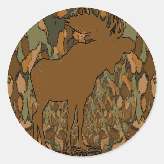 Moose Camouflage Ronde Sticker (Voorkant)