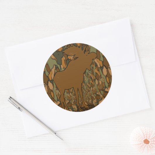 Moose Camouflage Ronde Sticker (Envelop)