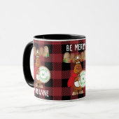 Moose Cartoon Be Merry Funny Plaid Gepersonaliseer Mok (Voorkant links)