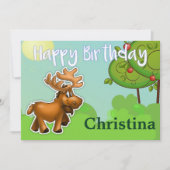 Moose Cartoon Birthday Card Kaart (Voorkant)