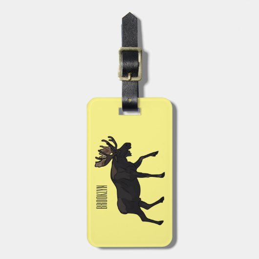 Moose cartoon illustratie bagagelabel (Voorkant verticaal)