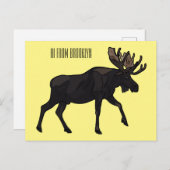 Moose cartoon illustratie briefkaart (Voorkant / Achterkant)