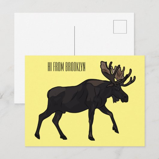 Moose cartoon illustratie briefkaart (Voorkant / Achterkant)