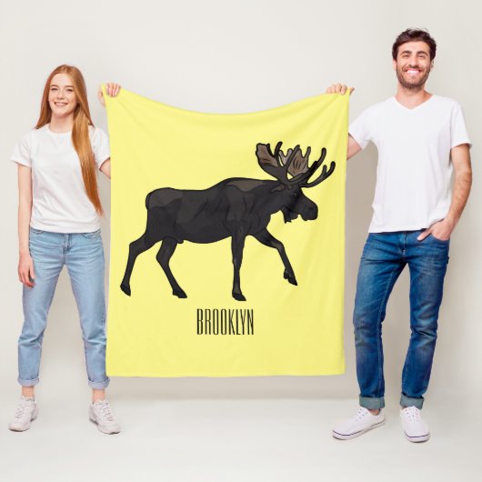Moose cartoon illustratie fleece deken (In situ)