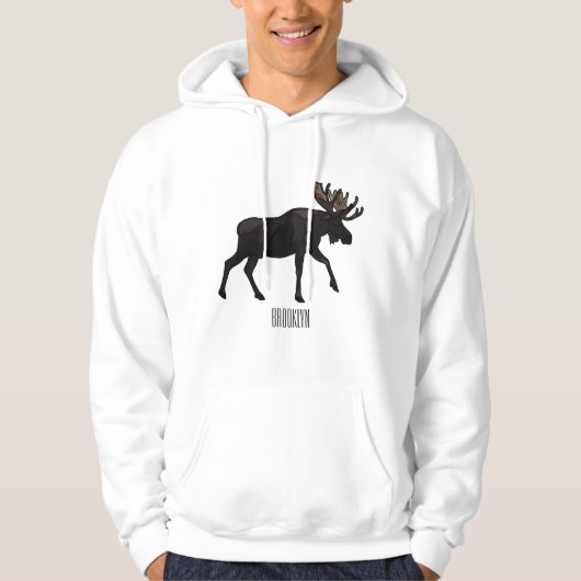 Moose cartoon illustratie hoodie (Voorkant)